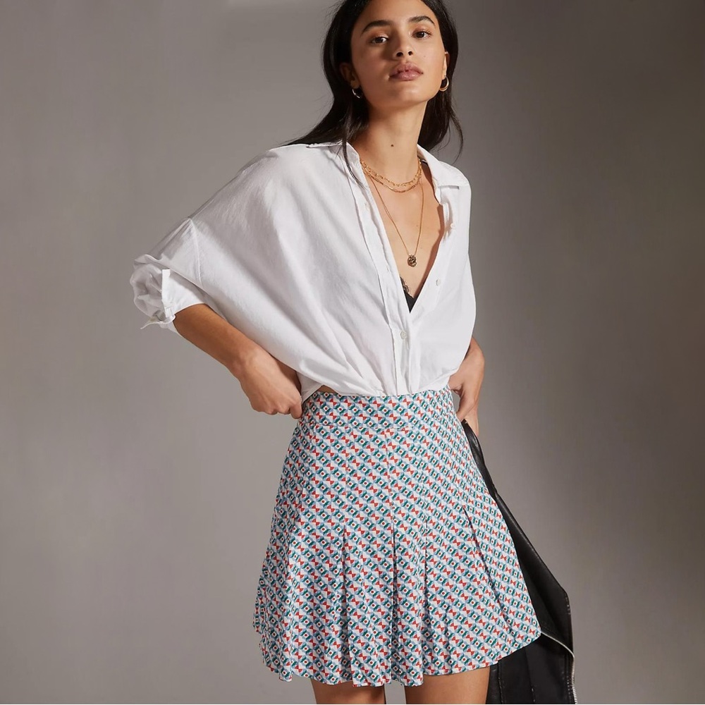 Anthropologie Maeve Pleated Mini Skirt